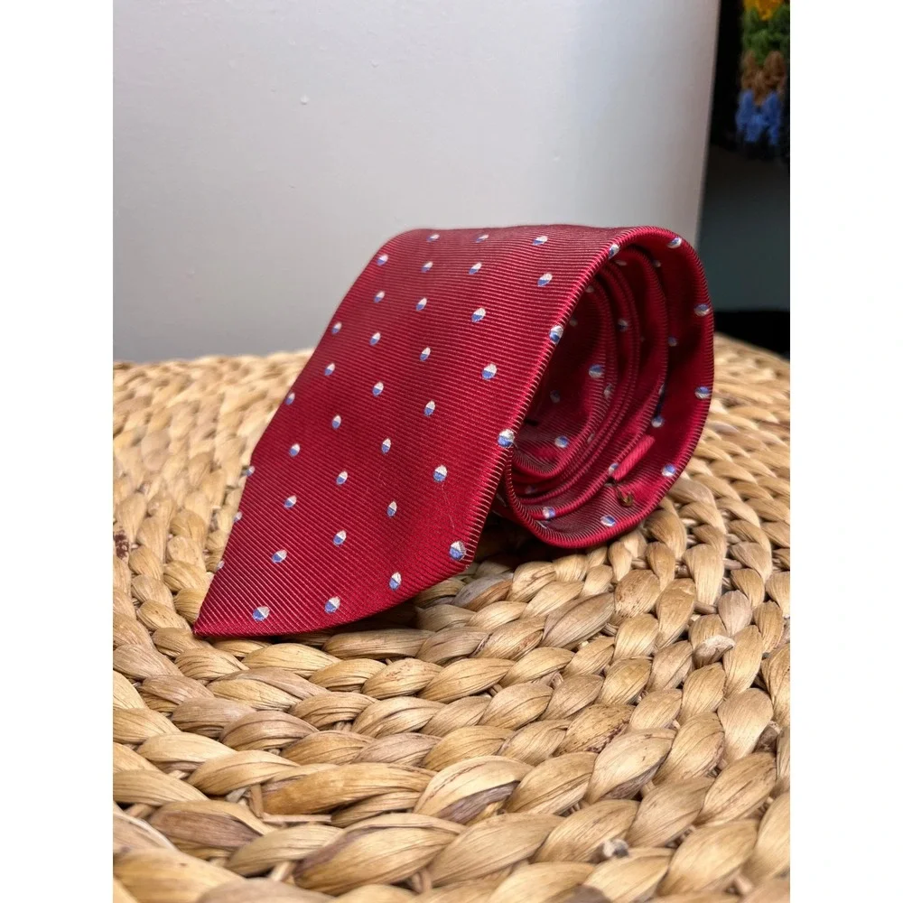 Brooks Brothers Makers Red Blue White Polka Dot Old Money Corporate Silk Tie